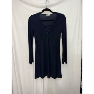 Women's Millibon Dress Size S Navy Blue Long Sleeve
